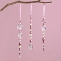 Set di tre ornamenti natalizi in cristallo acrilico rosa con nastri per decorazioni - Set da 3 pezzi rosa