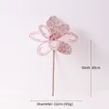 Pink artificial Christmas flower with glitter sequins and bead edges for festive decor - Pink (251231S)