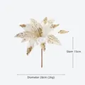 28cm cream white artificial poinsettia with gold glitter and 15cm stem for Christmas DIY - 28cm / Cream