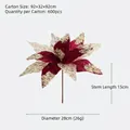 Red velvet artificial Christmas flower with gold sequins and 28cm diameter petals - 28cm / Burgundy