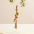 Vintage bronze star bell garland on twine for Christmas tree decoration and festive hanging - Bell String / Matte Gold