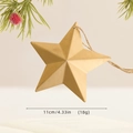 Golden 3D pentagram star Christmas ornament with rustic hemp rope hanger, 11cm wide - Pentagram Charm / Matte Gold