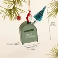 Grüner Miniatur-Weihnachtsbriefkasten zum Aufhängen mit Zwerg und 12cm Höhe - Grün Stil (20299C)