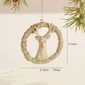 Champagne gold glitter reindeer wreath ornament hanging on a pine branch for Christmas decor - Reindeer in Frame