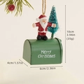 Grüner Vintage-Weihnachtsbriefkasten aus Metall mit Weihnachtsmann- und Baum-Anhänger - Weihnachtsmann