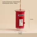 Red Christmas iron mailbox ornament with To Santa Claus text and hanging rope 10cm - Round Postbox