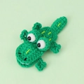 Pince à cheveux crocodile crochetée verte faite main pour enfants avec yeux 3D - Vert foncé