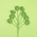 Handmade crochet light green leaf bouquet ornament with seven round knitted leaves - Light Green