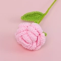 Handmade crochet pink rose flower with green stem and leaf for romantic gifting - Artificial Rose Branch / Pink