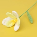 Detail of handmade crochet tulip with white and yellow gradient petals and green stem - Open Tulip Stem / Gradient Light Yellow