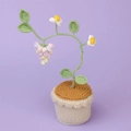 Handmade crochet potted grape plant ornament with purple fruit and white flowers - Space-Dye Grape Potted Plant