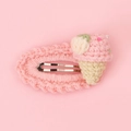 Handmade crochet ice cream hair clip with pink knit texture and silver metal BB clip - Dark Pink (Ice Cream Cone Clip)