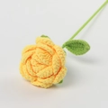 Handmade knitted yellow rose flower with green leaves for gift decoration - Yellow