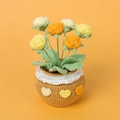 Handgefertigte Häkel-Tulpen in Gelbtönen mit herzverzierten gewebten Blumentopf - Fertige 6-Kopf Verlauf Orange Rose Im Topf (Großer Garntopf)