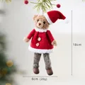Weihnachts-Teddybär Plüschanhänger mit roter Mütze und grauer Hose für Baumschmuck - Stil B Khaki
