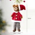 Plüsch-Weihnachtsbär mit rotem Mantel und grauer Hose, 18cm brauner Deko-Bär Anhänger - Style C Dark Brown