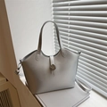 Silver-grey metallic tote bag with hand straps and a detachable crossbody shoulder strap - Silver