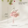 Decorazione natalizia a cigno in velluto rosa con piume soffici e nappine, 11x22cm - Cigno con Piume Rosa (LJX-160)