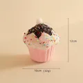 Addobbo natalizio a forma di cupcake rosa con glassa bianca e zuccherini, altezza di 12 cm - Torta al cioccolato