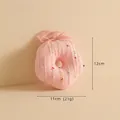 Pink donut plush Christmas tree hanging ornament with colorful sprinkles and ribbon - Donut