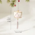 Addobbo natalizio a forma di tamburo in velluto rosa con finiture oro e nappa - Tamburo con Nappina Rosa e Bianco (LJX-127)
