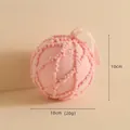 Pink plush Christmas ornament ball with textured dots and hanging ribbon, 10cm diameter - 10cm Ball