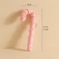 Pink plush candy cane Christmas tree hanging ornament with soft faux fur texture - Large Cane