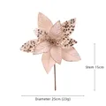 Samtige künstliche Weihnachtsblume in Champagner mit Goldpailletten für den Baum - 25cm / Champagner