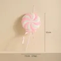 Pink and white glitter lollipop Christmas tree ornament with ribbon bow, 35x15cm size - Small Lollipop
