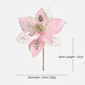 Rosa Mesh-Weihnachtsblume mit Goldglitzer und 15cm Stiel für Weihnachtsbaum Deko - 24cm / Rosa