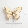 Mariposa de tela oro champán para decoración de árbol de Navidad con lentejuelas, 18 cm - Mariposa Champaña (HY2556)