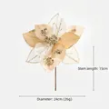 24cm champagnergoldene Mesh-Weihnachtssternblume mit Glitzerblättern und Stiel - 24cm / Hellkupfer