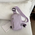 Mini light purple nylon crossbody bag with dual zipper pockets and adjustable strap - Purple