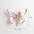 Clip de mariposa rosa para árbol de Navidad con purpurina dorada y perlas blancas, 18cm - Mariposa Rosa Claro (HY2556)
