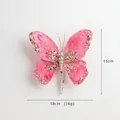 Clip mariposa rosa de terciopelo con lentejuelas para Navidad y bodas, 18x15cm - Mariposa Rosa Oscuro (HY2556)