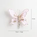 Pink decorative fabric butterfly with gold glitter and white pearls for Christmas decor - Light Pink Swallowtail Butterfly (HY2557)