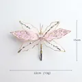 Pink velvet mesh butterfly decoration with gold glitter and clip for festive events - Simulated Butterfly (H46) / 22cm / Pink