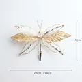 Champagne gold Christmas butterfly clip with sheer mesh wings and glitter accents - Simulated Butterfly (H46) / 22cm / Champagne
