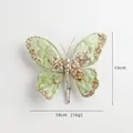 Light green velvet butterfly decoration with gold sequins and silver metal clip for weddings - Green Butterfly (HY2556)