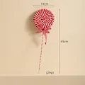 Plush red and white striped lollipop Christmas tree ornament with bow 14x45cm - Lollipop (058)