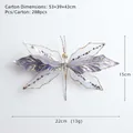 Velvet mesh dragonfly ornament in lavender with sequins and crystal beads for Christmas - Simulated Butterfly (H46) / 22cm / Light Gray Purple