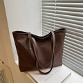 Brown patchwork tote bag in crocodile and litchi texture with gold rivets - Brown