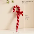 Red and white plush Christmas candy cane ornament with a velvet bow, 38cm tall - Plush Candy Cane (25WL-80)