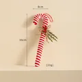 30cm red and white plush Christmas candy cane ornament with bells and pine needles - Candy Cane (062)