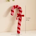 Red and white striped Christmas candy cane ornament with a velvet bow, size 42cm - Large Candy Cane (25WL-81)