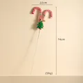 Christmas tree and candy cane velvet garden stake decoration with festive bells - Double Candy Cane (060)