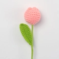 Handmade crochet tulip flower in soft pink and green yarn for gift decoration - Plump Tulip Stem / Peach Pink