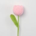 Handmade crochet pink tulip with green leaves and stem for Valentine's Day gift - Plump Tulip Stem / Light Pink