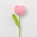 Pink handmade crochet tulip flower crafted from soft yarn for home decoration - Plump Tulip Stem / Fashion Pink