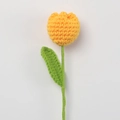 Handmade crochet yellow tulip flower with green stem and leaves for gifts - Plump Tulip Stem / Dark Yellow